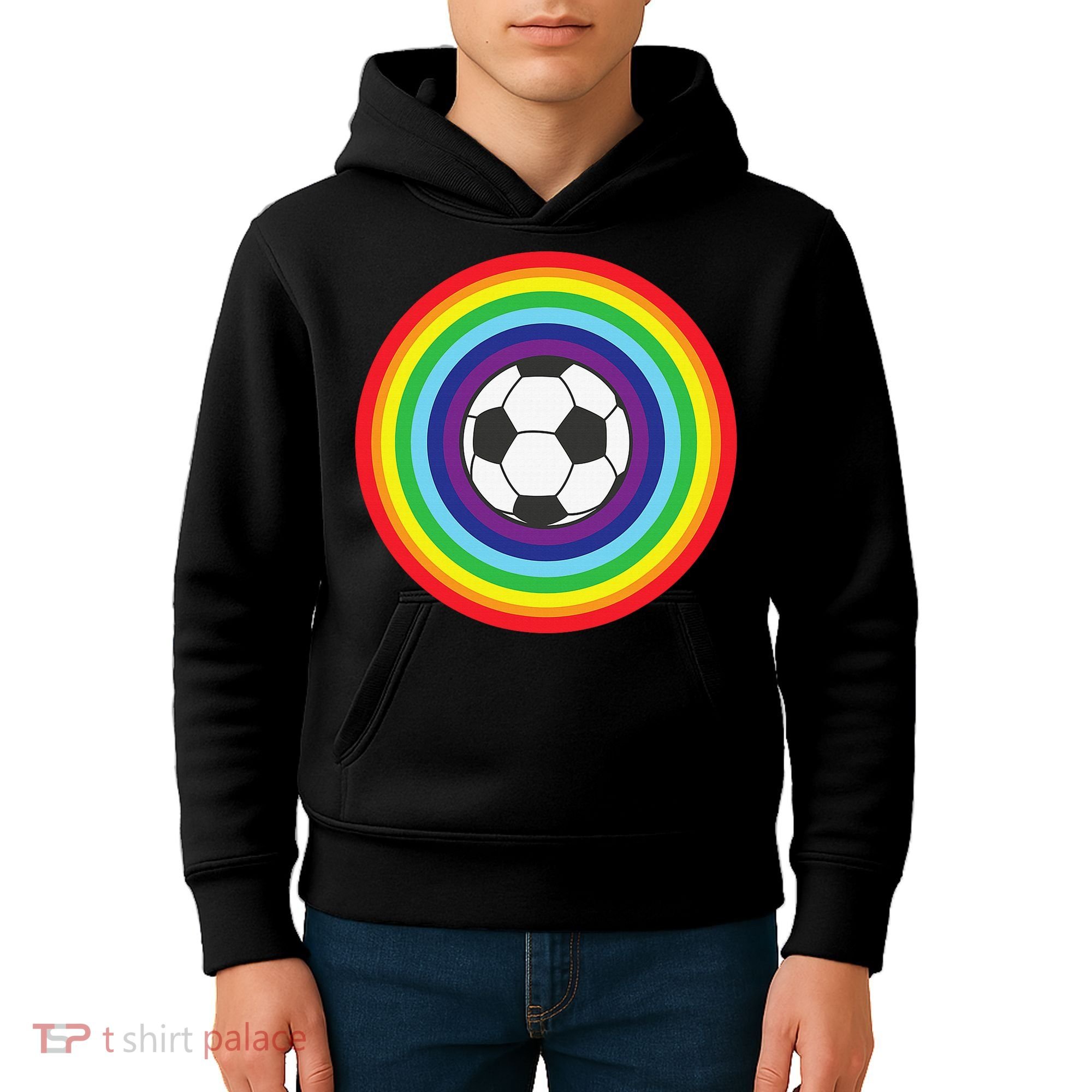 Rainbow Circle Football For Soccer Lover Best Sports Pride Kids Hoodie