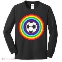 Rainbow Circle Football For Soccer Lover Best Sports Pride Kids Long Sleeve Shirt thumb 0