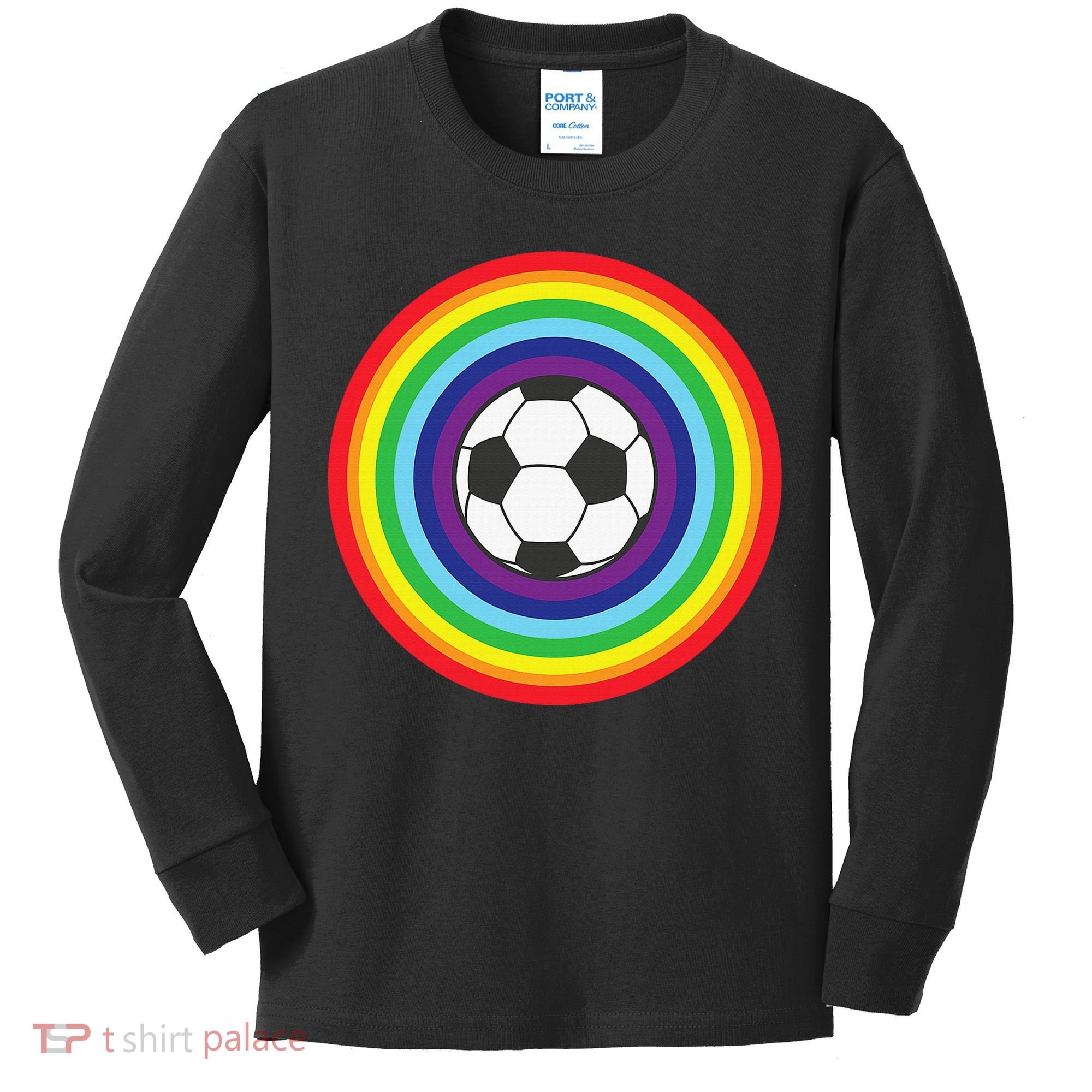 Rainbow Circle Football For Soccer Lover Best Sports Pride Kids Long Sleeve Shirt