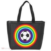 Rainbow Circle Football For Soccer Lover Best Sports Pride Tote Bag thumb 0