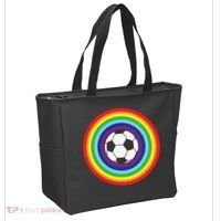 Rainbow Circle Football For Soccer Lover Best Sports Pride Tote Bag thumb 2