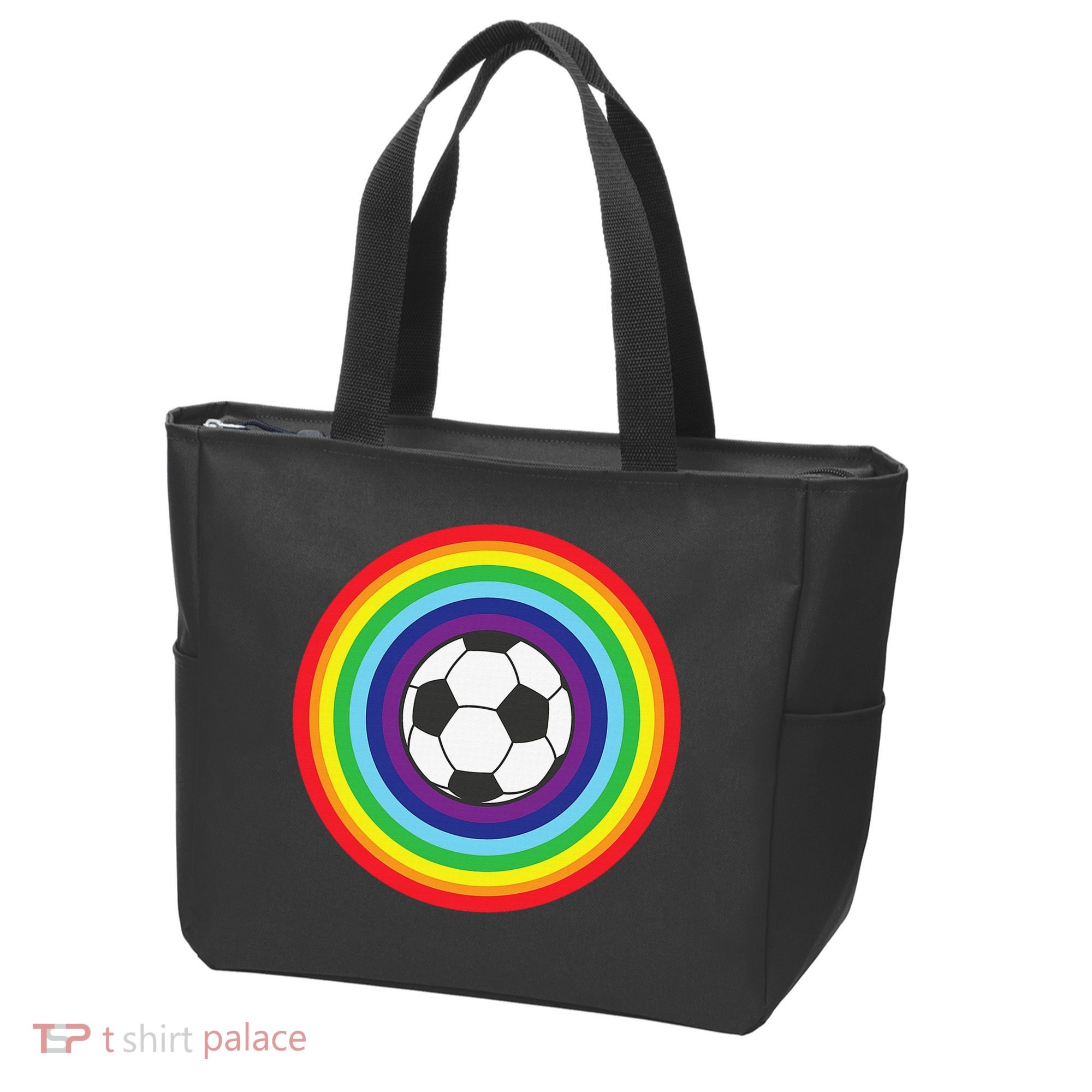 Rainbow Circle Football For Soccer Lover Best Sports Pride Tote Bag