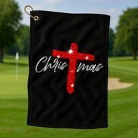 Retro Christmas Faith Cross Xmas Jesus Christmas Golf Towel thumb 1