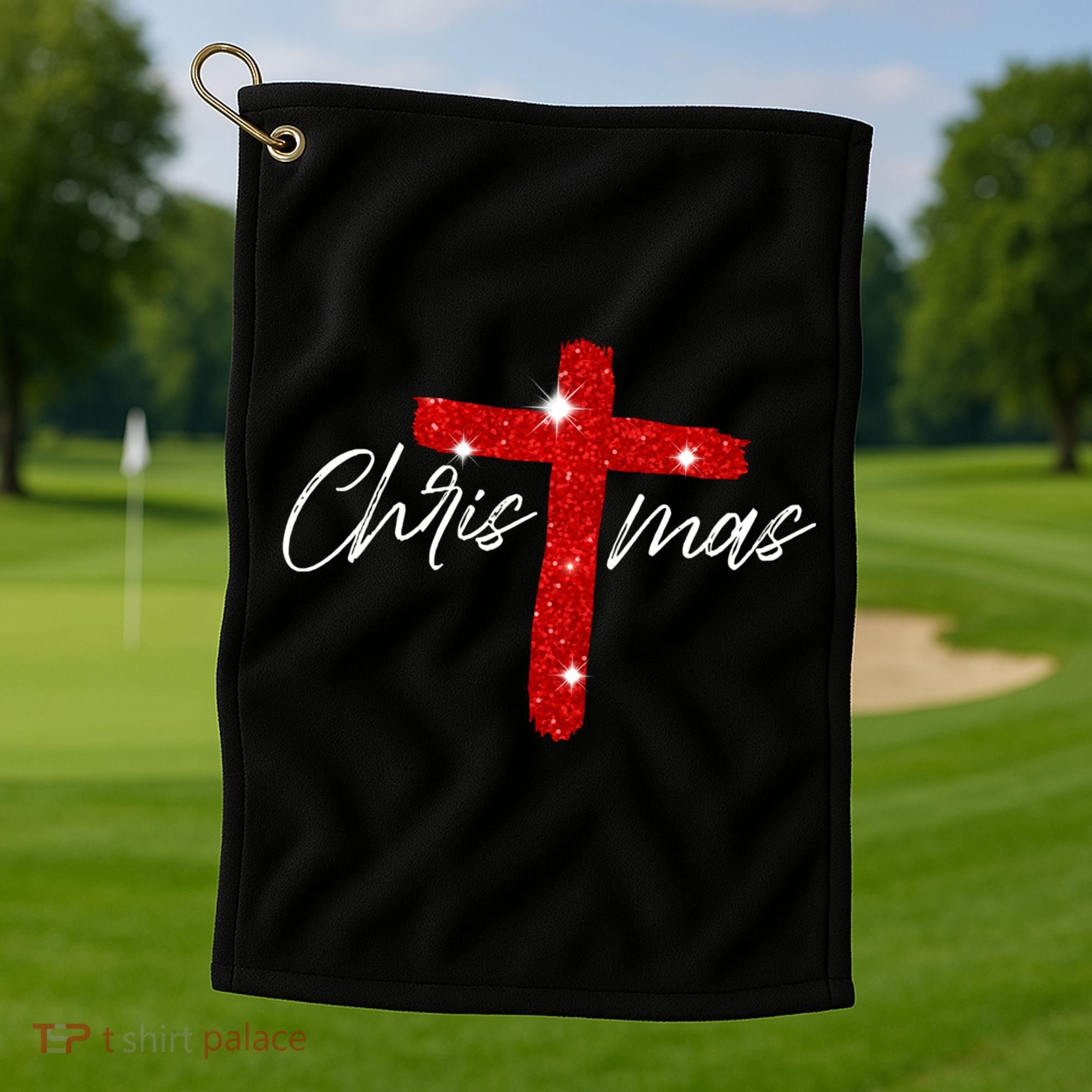 Retro Christmas Faith Cross Xmas Jesus Christmas Golf Towel