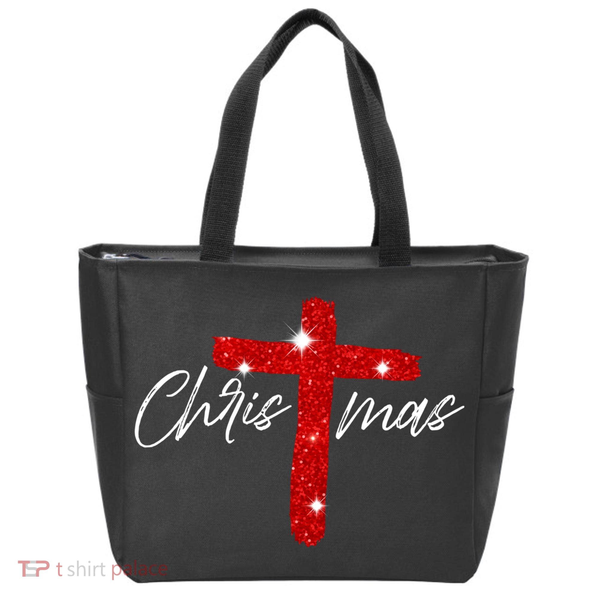 Retro Christmas Faith Cross Xmas Jesus Christmas Tote Bag