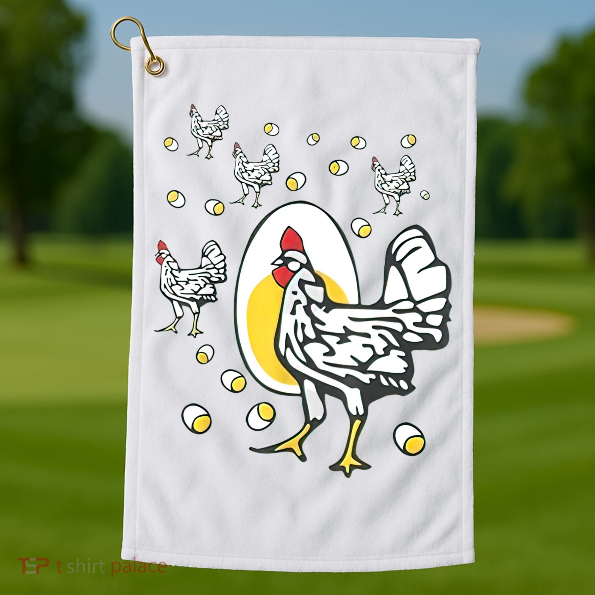 Roseanne Chicken Funny Roseanne Rooster And Egg Golf Towel