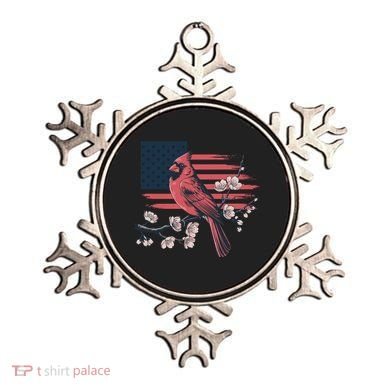 Red Cardinal Floral Flag Design Patriotic Birdwatching Ornament