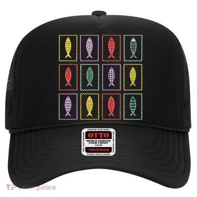 Retro Colorful Fish Pattern Art For Ocean Lovers  Hat