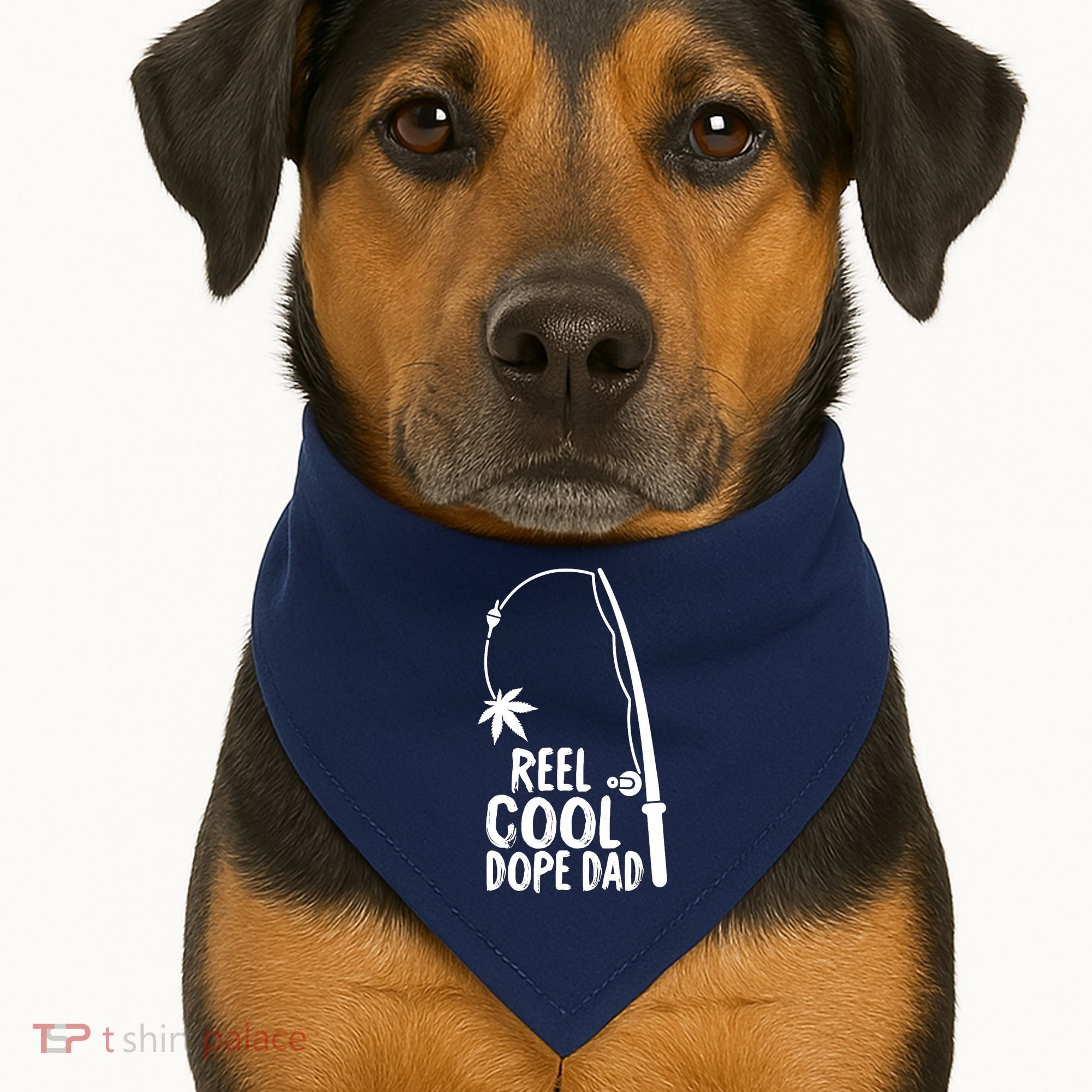 Reel Cool Fathers Day Fishing Dope Dad Weed Marijuana Stoner USA-Made Doggie Bandana