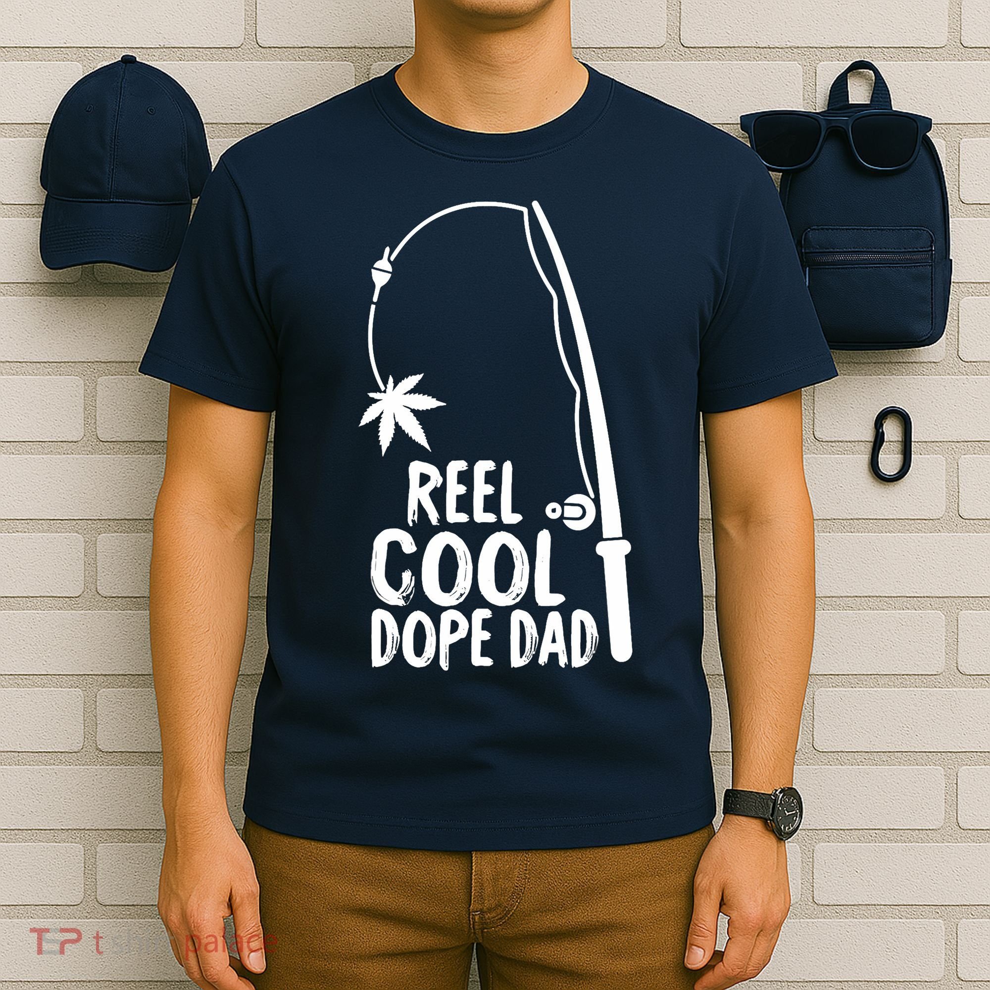 Reel Cool Fathers Day Fishing Dope Dad Weed Marijuana Stoner T-Shirt