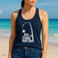 Reel Cool Fathers Day Fishing Dope Dad Weed Marijuana Stoner Women's Tank Top thumb 2