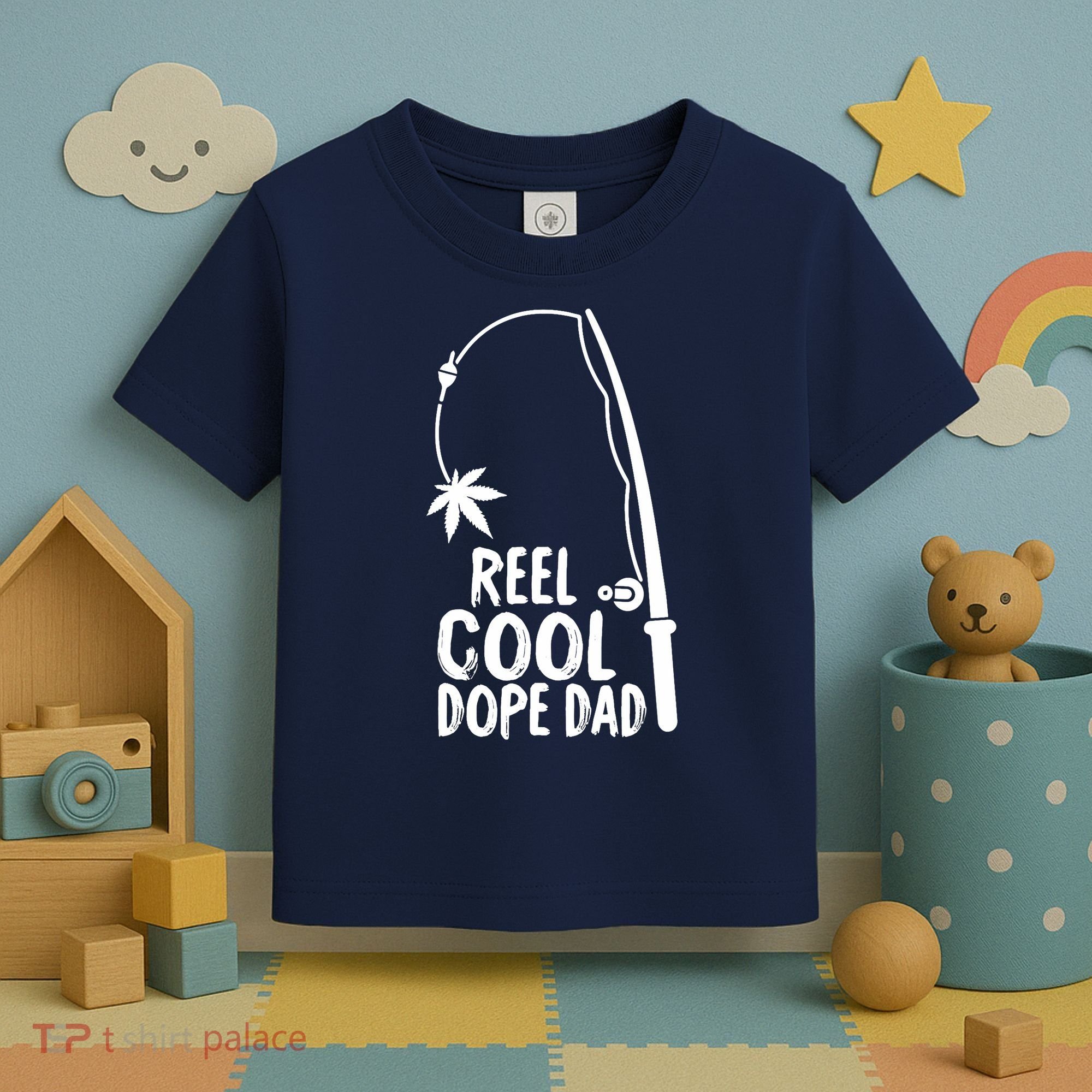 Reel Cool Fathers Day Fishing Dope Dad Weed Marijuana Stoner Toddler T-Shirt