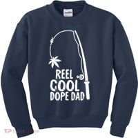 Reel Cool Fathers Day Fishing Dope Dad Weed Marijuana Stoner Kids Sweatshirt thumb 0