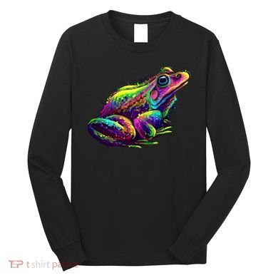 Realistic Colorful Frog Abstract Pose Long Sleeve Shirt