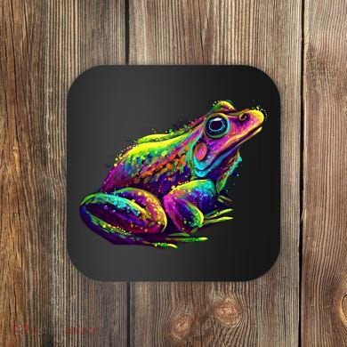 Realistic Colorful Frog Abstract Pose Coaster