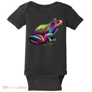 Realistic Colorful Frog Abstract Pose Baby Bodysuit