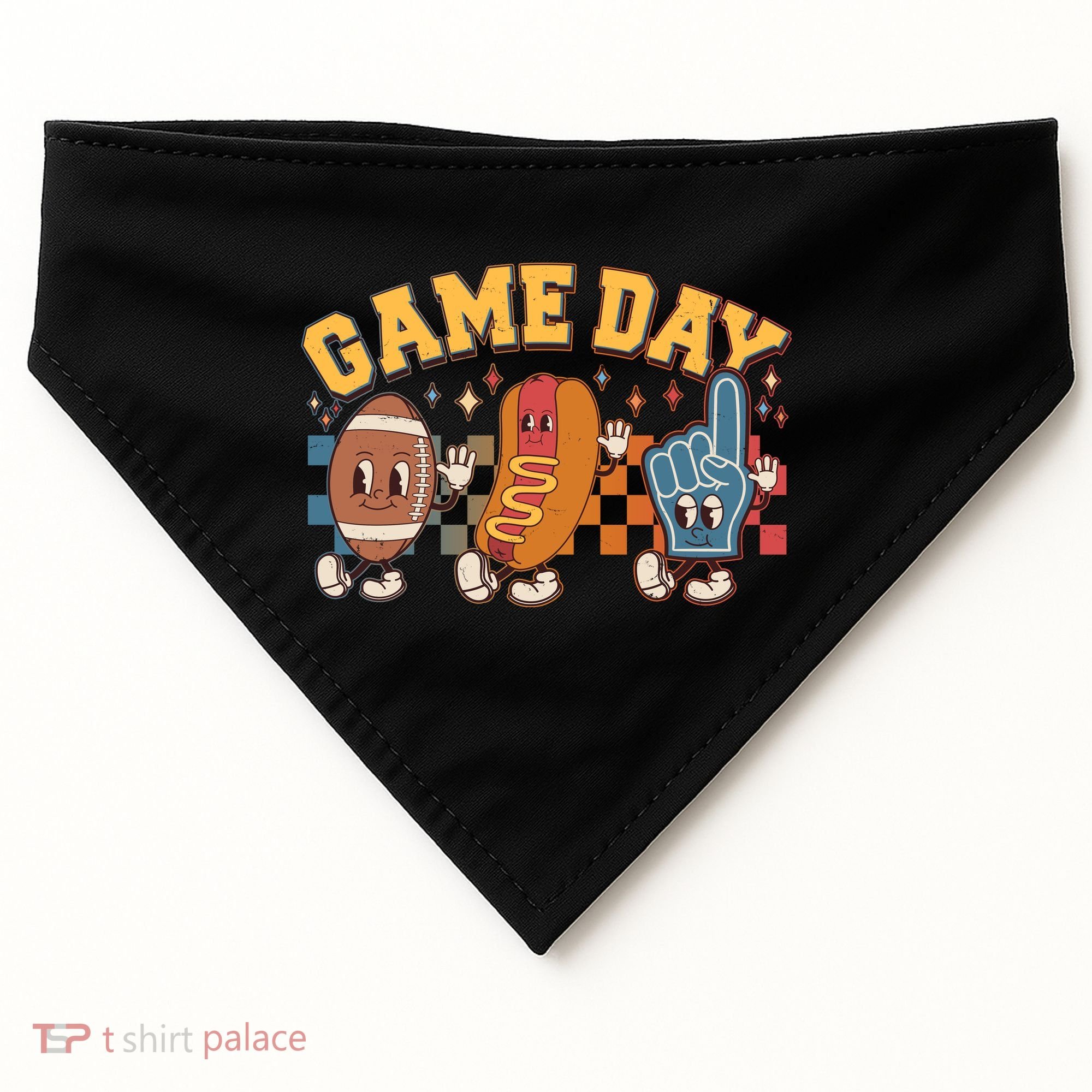 Retro Cartoon Football Game Day USA-Made Doggie Bandana