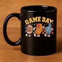 Retro Cartoon Football Game Day 11oz C Handle Ceramic Mug thumb 4