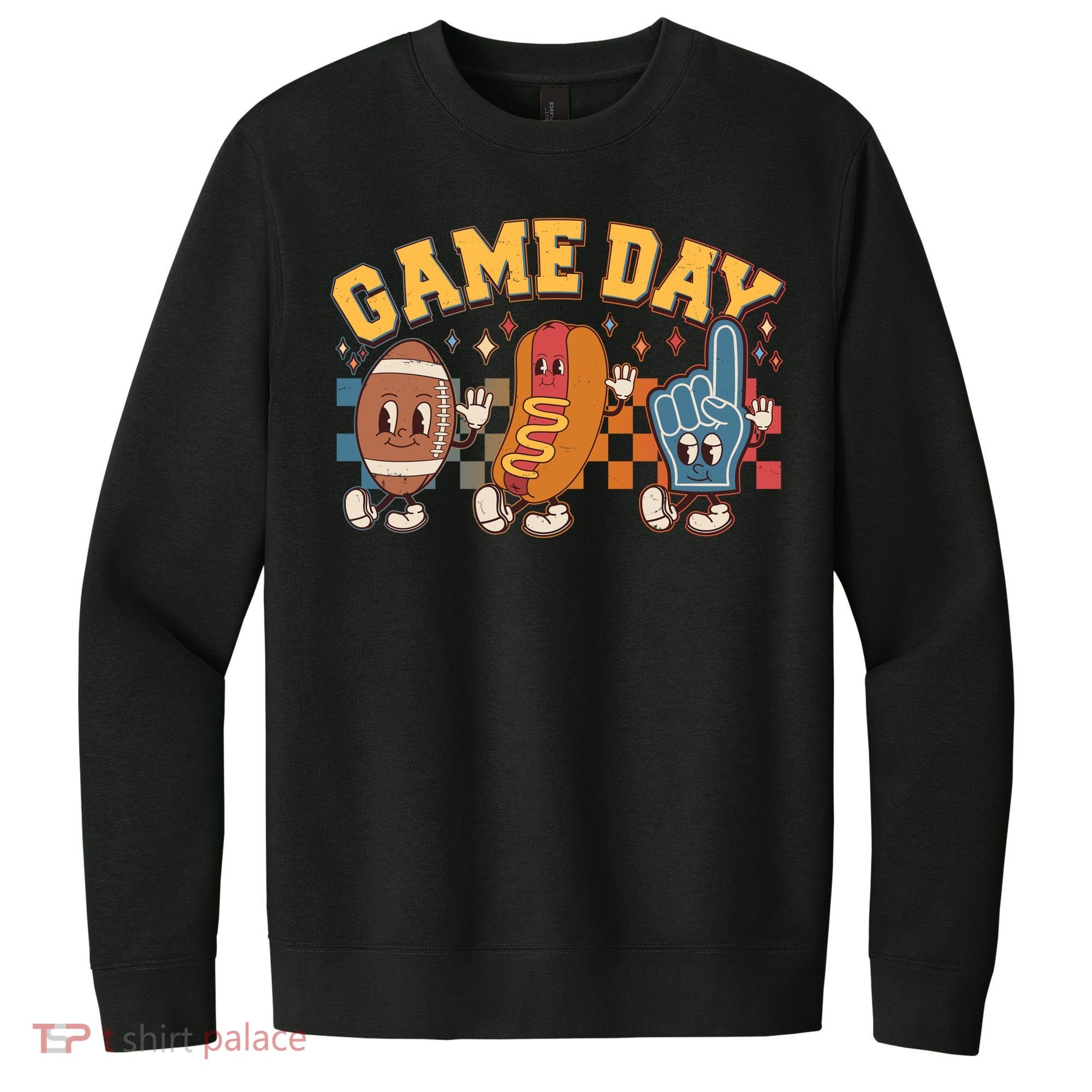 Retro Cartoon Football Game Day V.I.T. Fleece Crew Sweatshirt