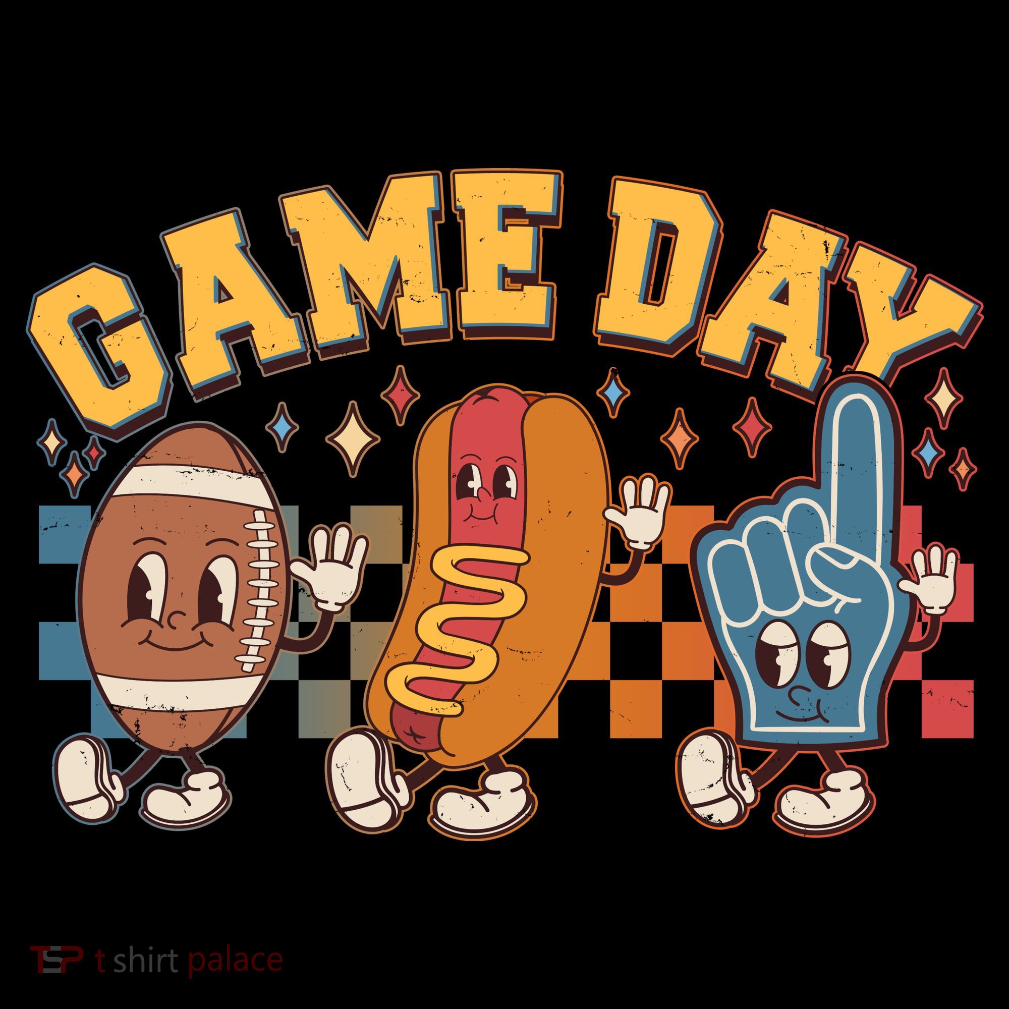 Retro Cartoon Football Game Day Women's Hoodie