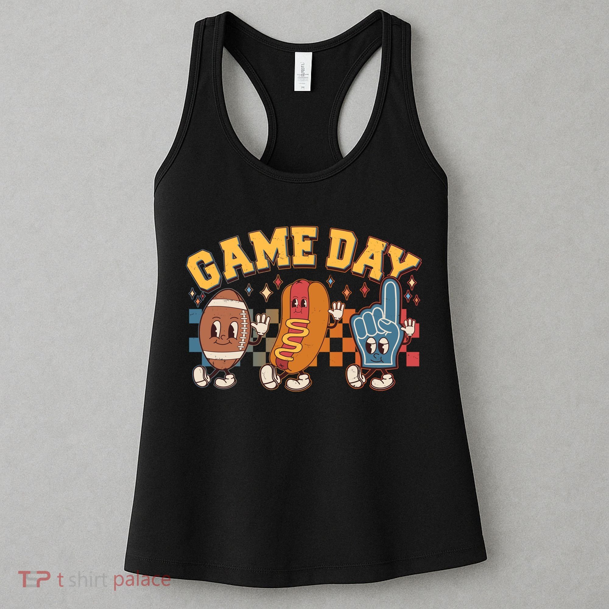 Retro Cartoon Football Game Day Women's Tank Top