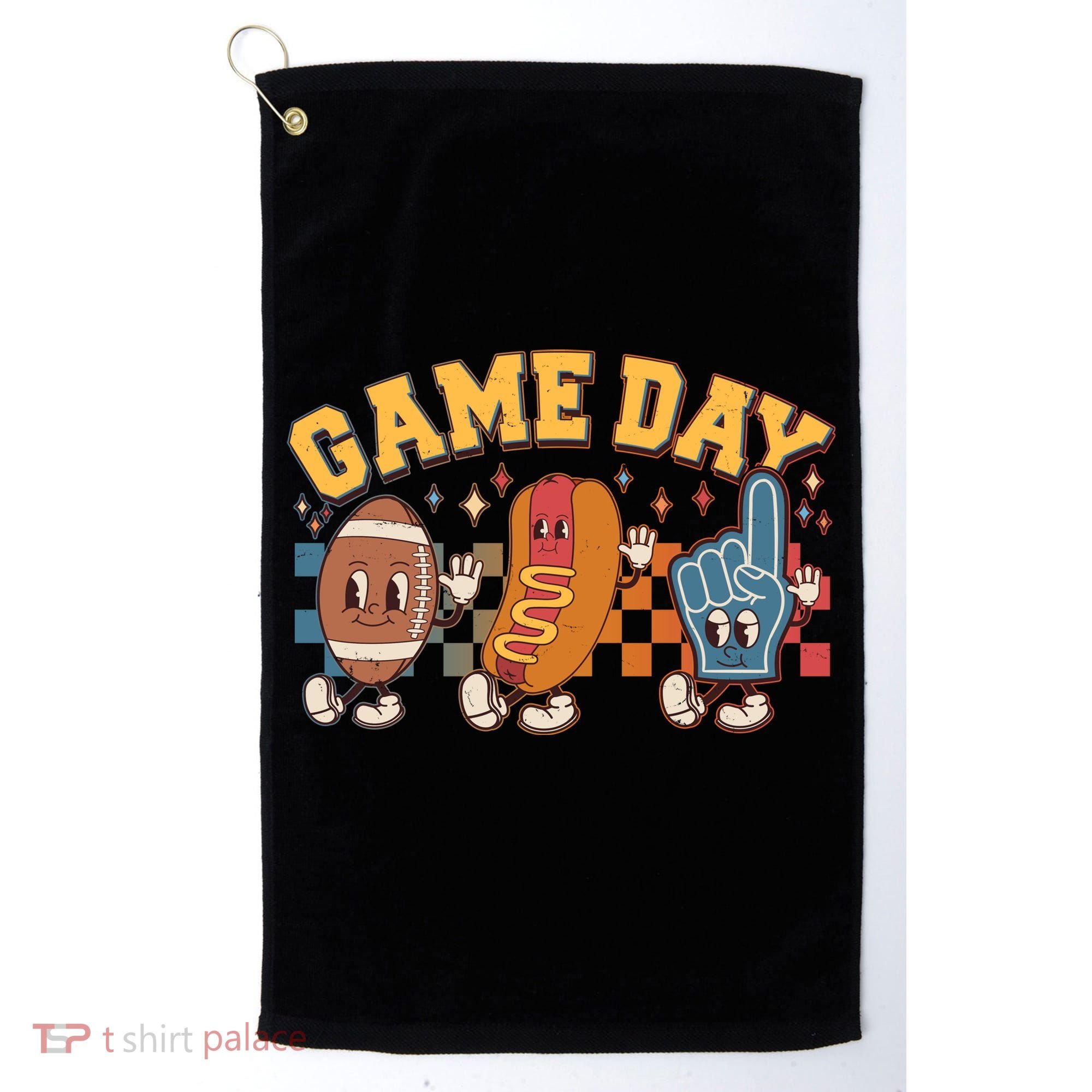 Retro Cartoon Football Game Day Golf Towel