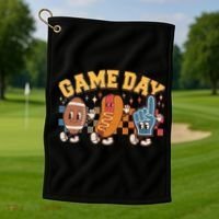 Retro Cartoon Football Game Day Golf Towel thumb 1