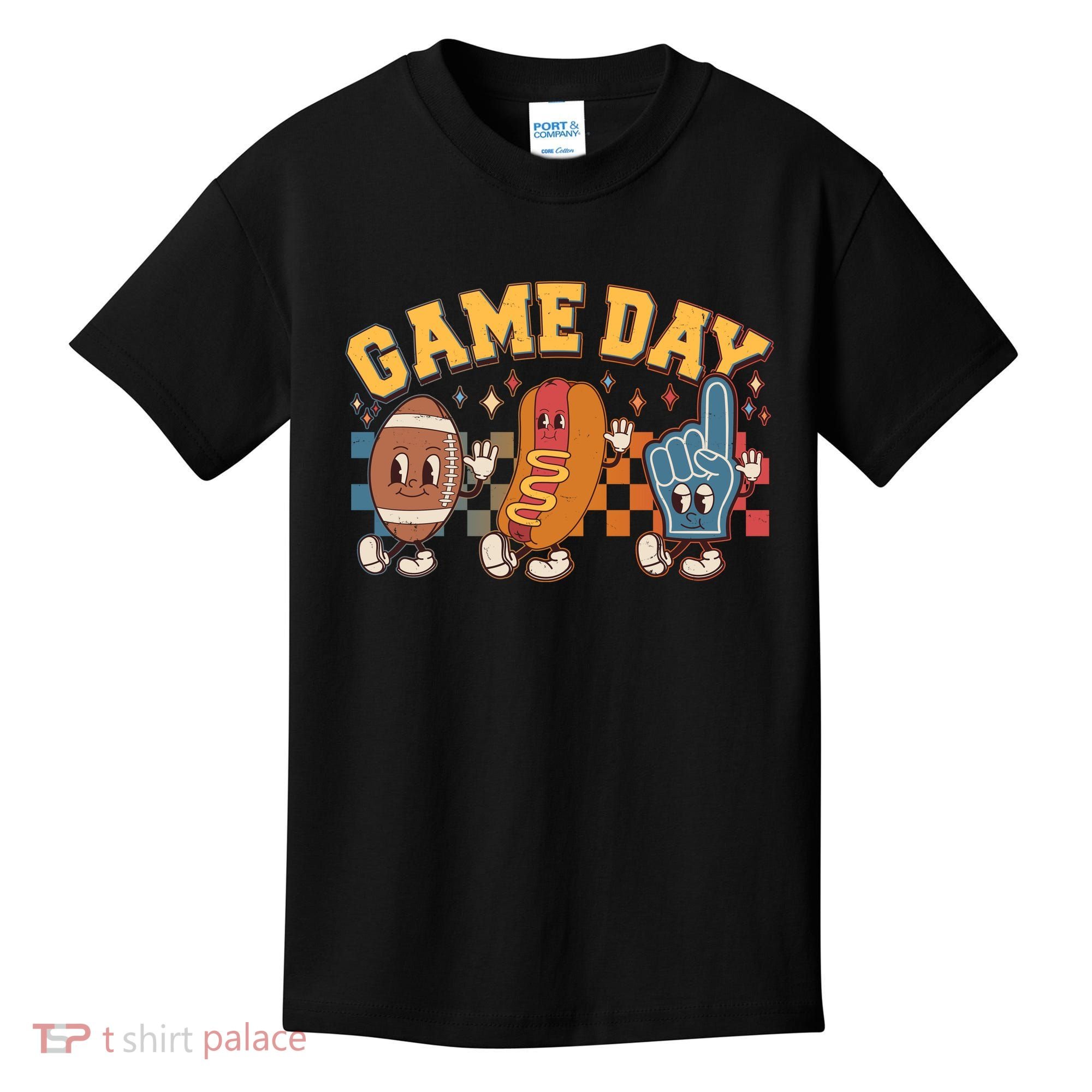Retro Cartoon Football Game Day Kids T-Shirt