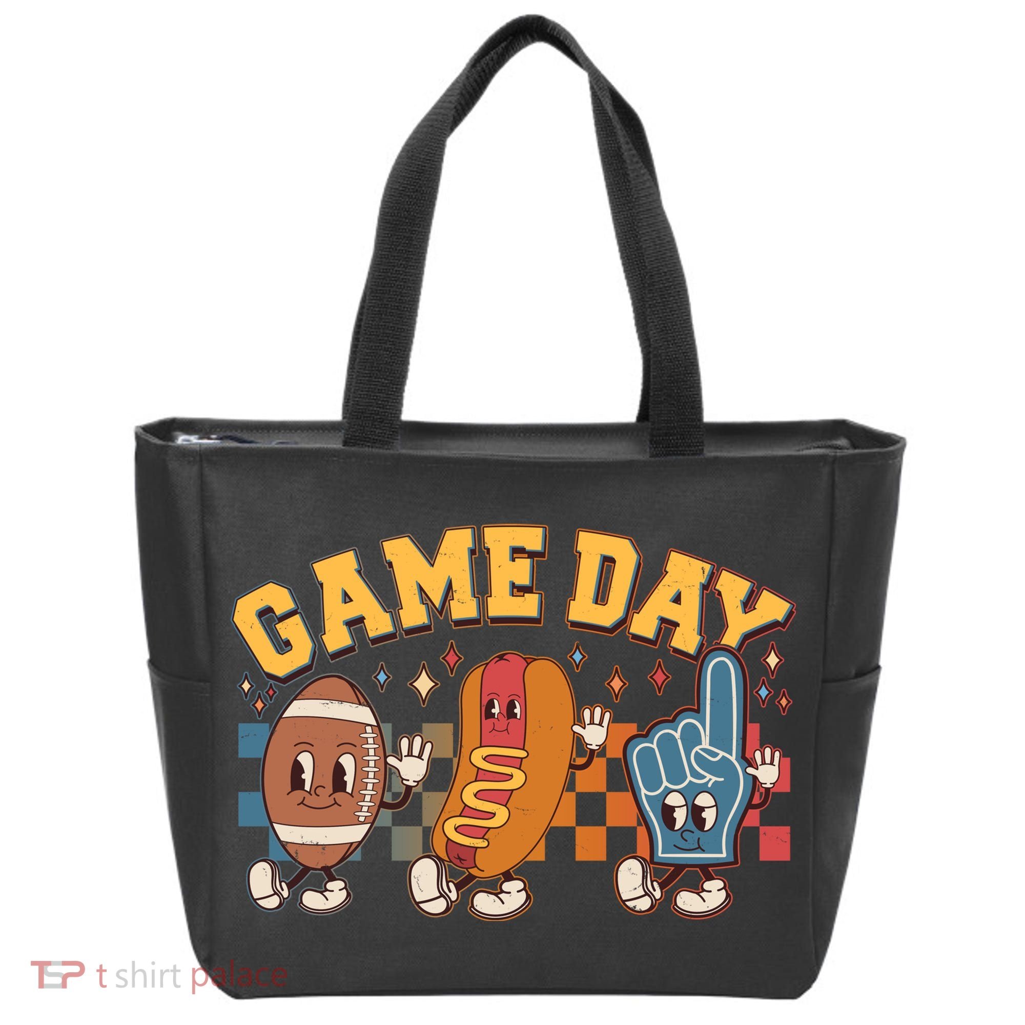 Retro Cartoon Football Game Day Tote Bag