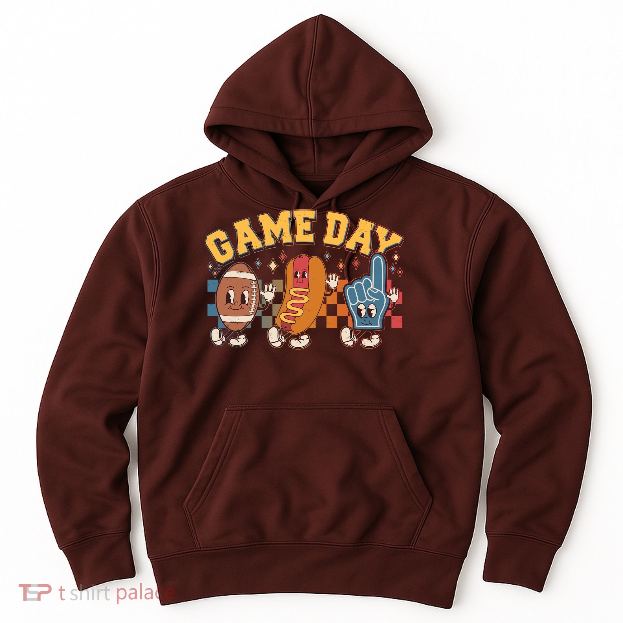 Retro Cartoon Football Game Day Hoodie