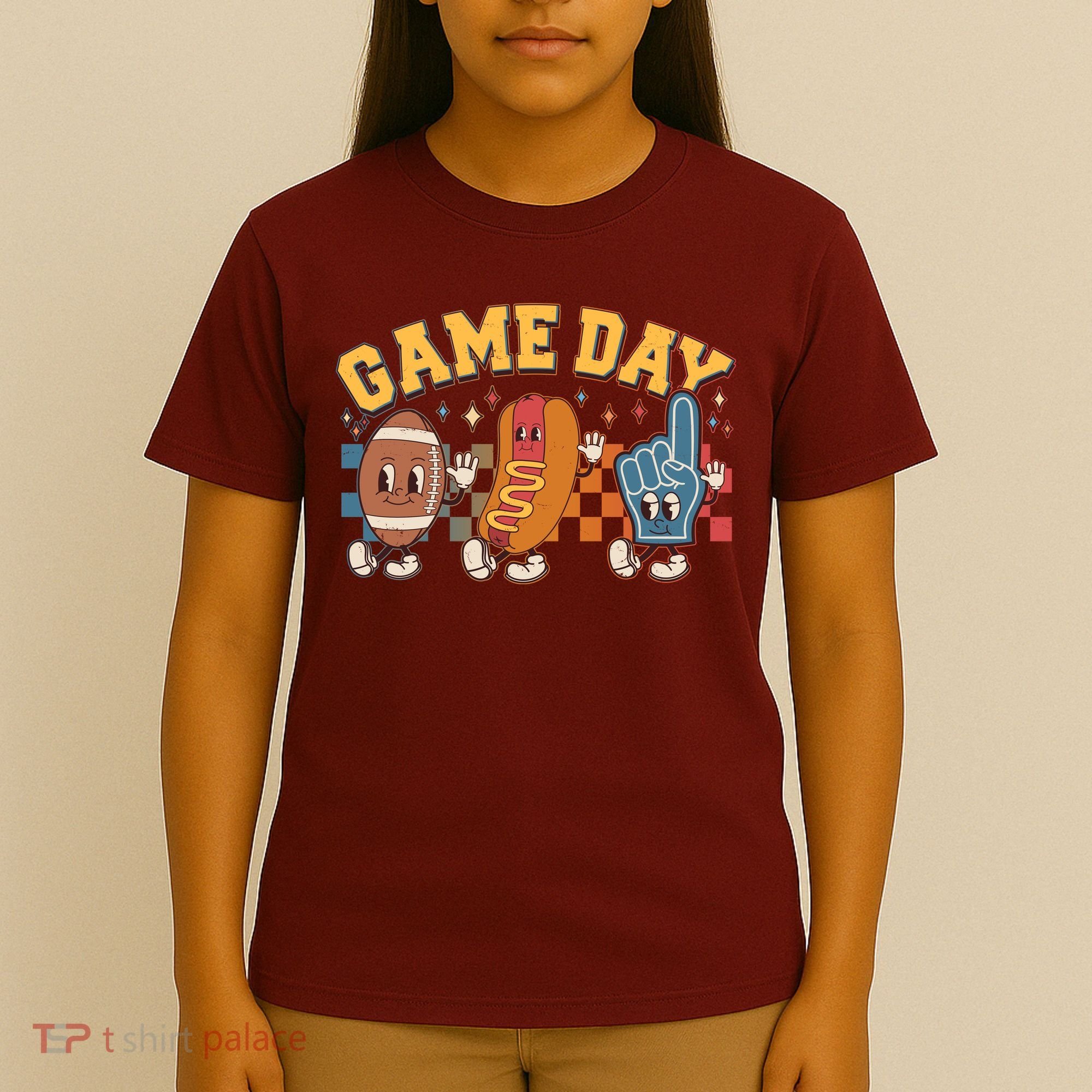 Retro Cartoon Football Game Day T-Shirt