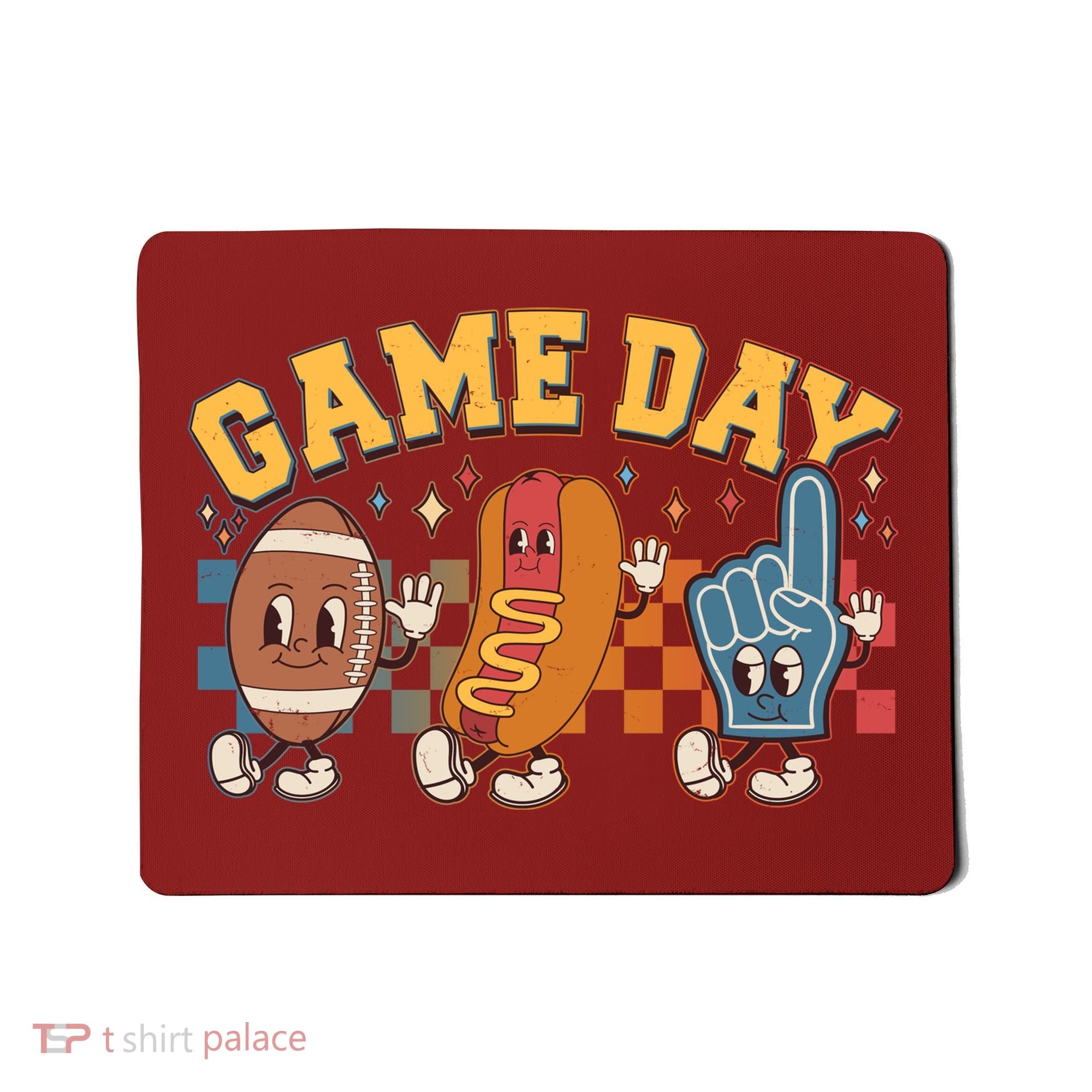 Retro Cartoon Football Game Day Mousepad