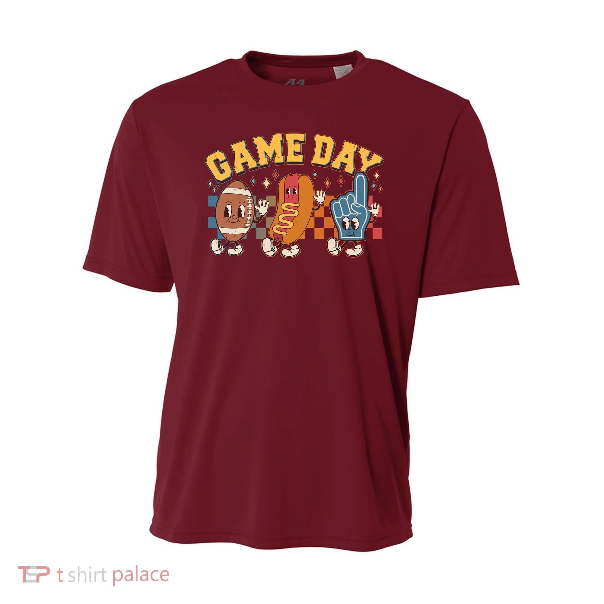 Retro Cartoon Football Game Day Youth Performance Sprint T-Shirt
