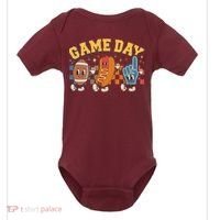 Retro Cartoon Football Game Day Baby Bodysuit thumb 0