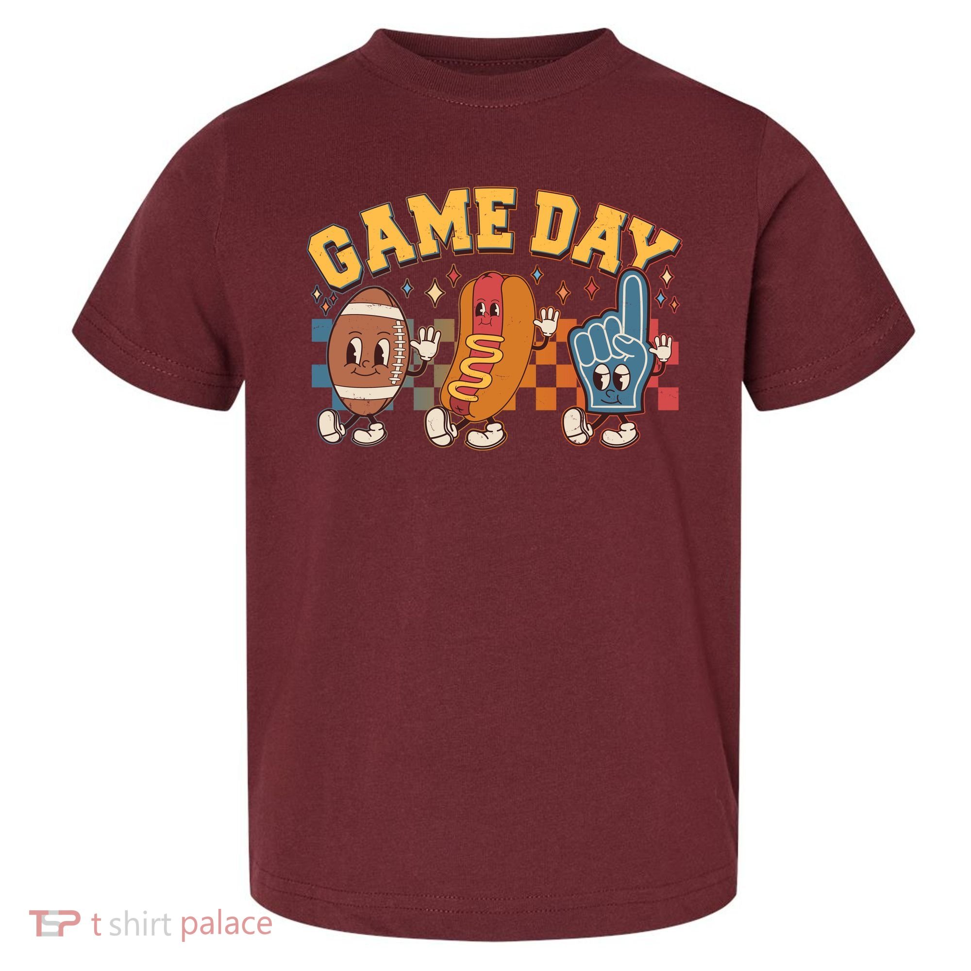 Retro Cartoon Football Game Day Toddler T-Shirt
