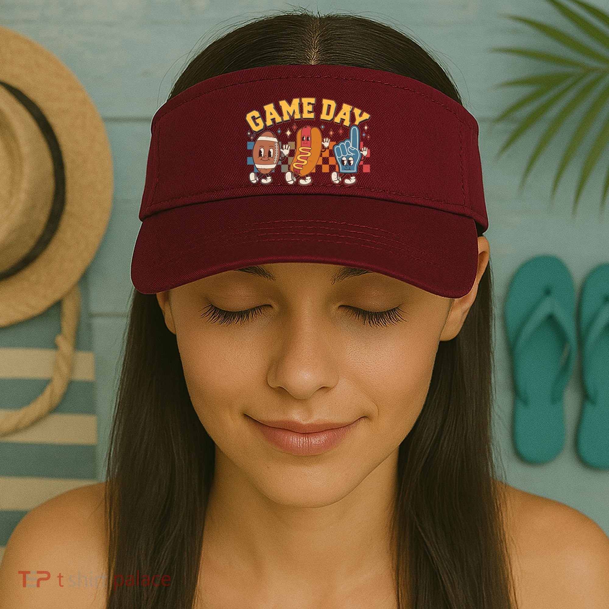 Retro Cartoon Football Game Day Visor
