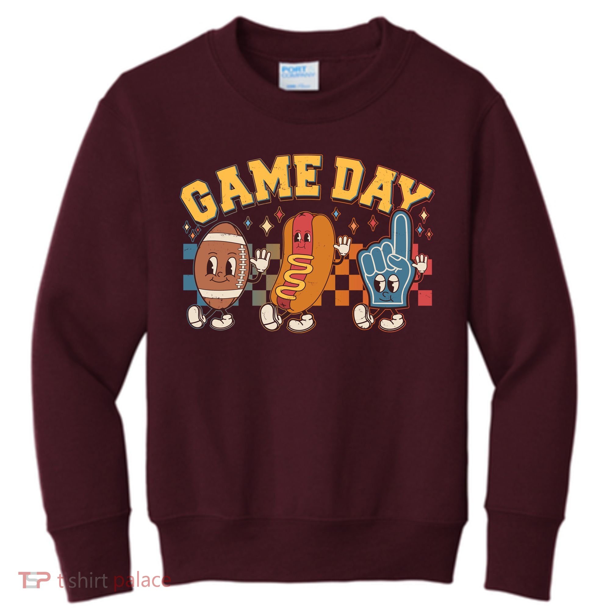 Retro Cartoon Football Game Day Kids Sweatshirt