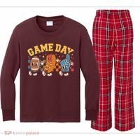Retro Cartoon Football Game Day Kids Long Sleeve Plaid Pajama Set thumb 0