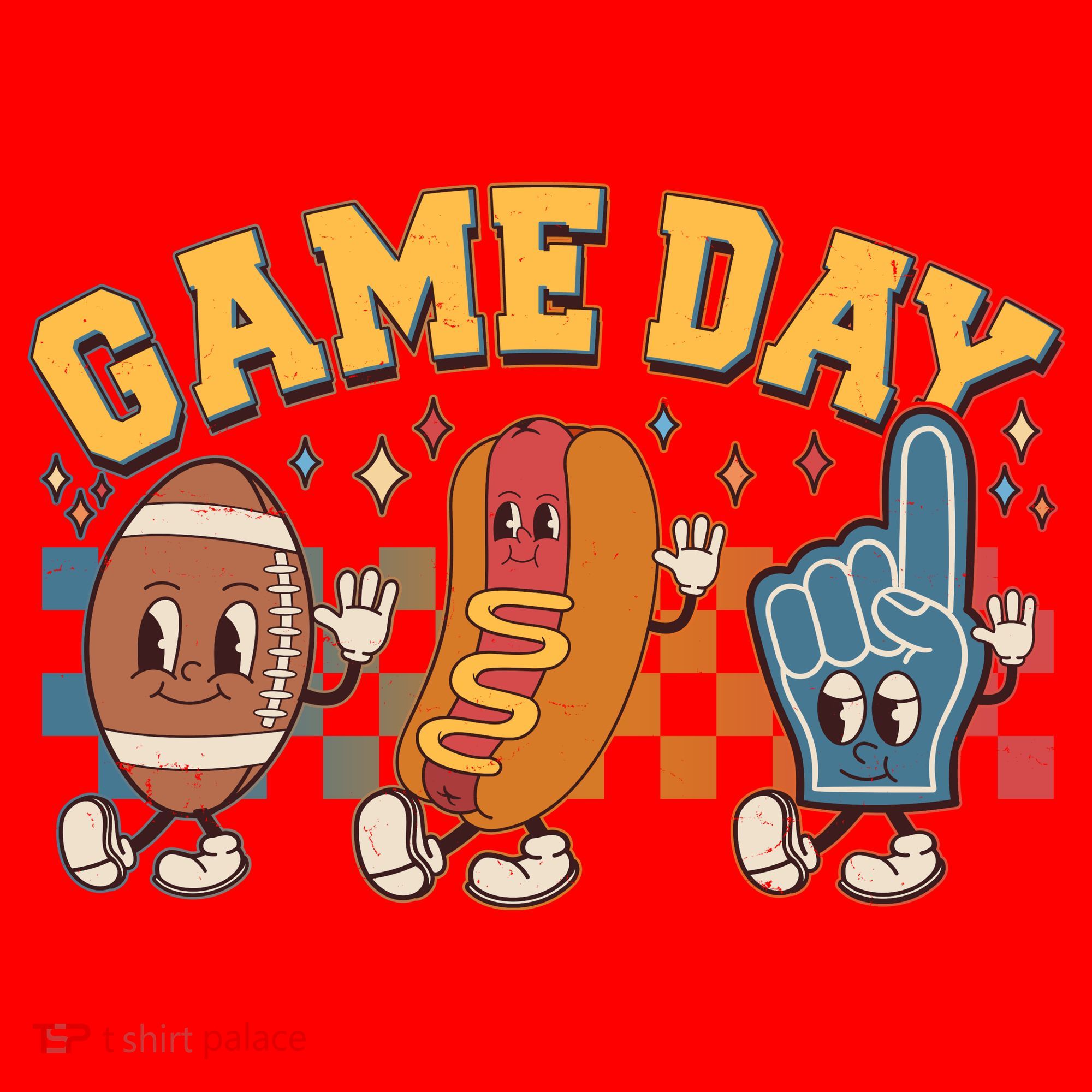 Retro Cartoon Football Game Day Santa Hat