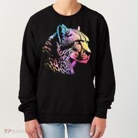Rainbow Cheetah Face Wildlife Safari Zookeeper Zoologist Women's Sweatshirt thumb 0
