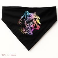 Rainbow Cheetah Face Wildlife Safari Zookeeper Zoologist USA-Made Doggie Bandana thumb 0