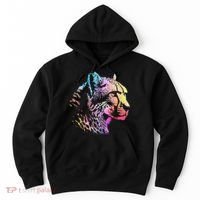 Rainbow Cheetah Face Wildlife Safari Zookeeper Zoologist Hoodie thumb 0