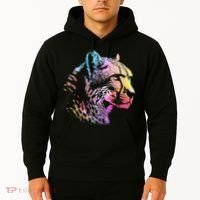 Rainbow Cheetah Face Wildlife Safari Zookeeper Zoologist Hoodie thumb 2