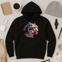 Rainbow Cheetah Face Wildlife Safari Zookeeper Zoologist Hoodie thumb 3