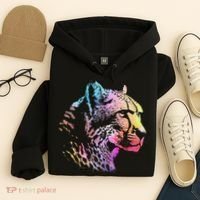 Rainbow Cheetah Face Wildlife Safari Zookeeper Zoologist Hoodie thumb 4