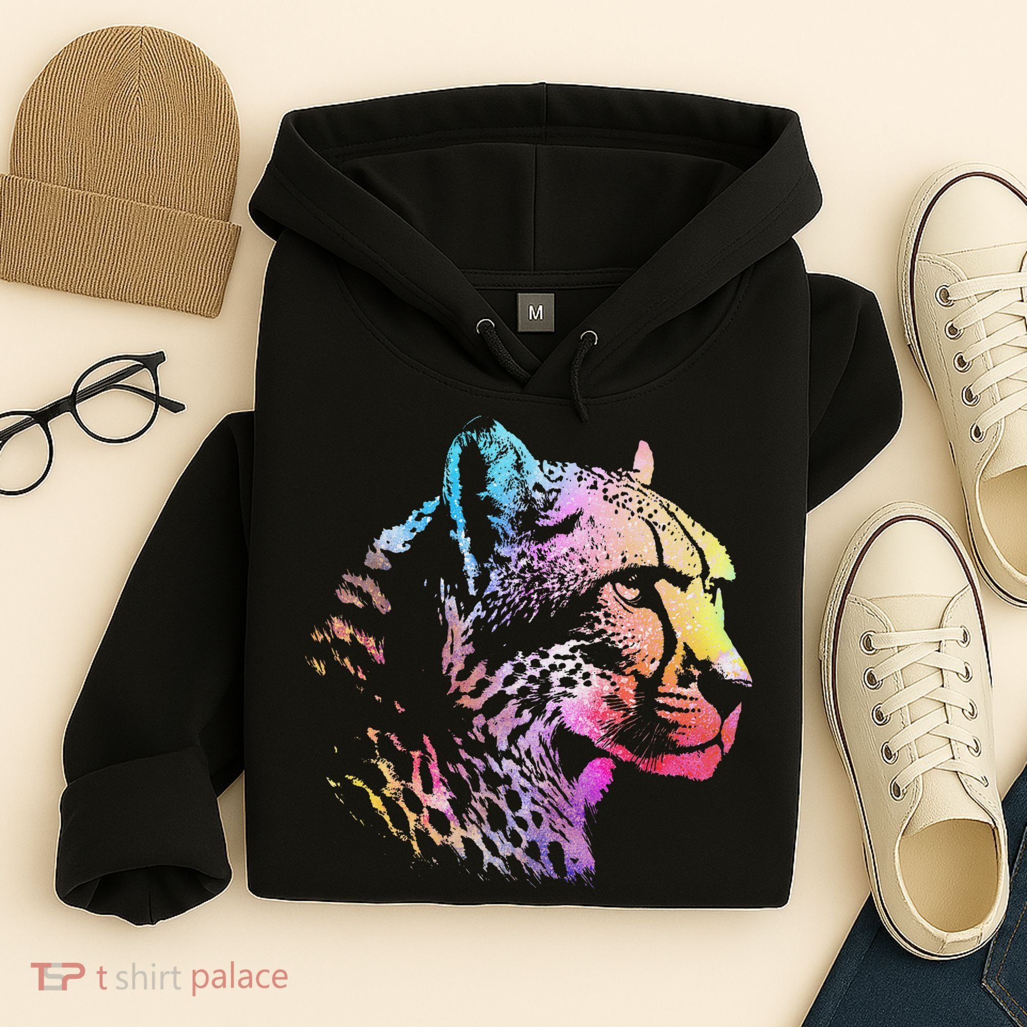 Rainbow Cheetah Face Wildlife Safari Zookeeper Zoologist Hoodie