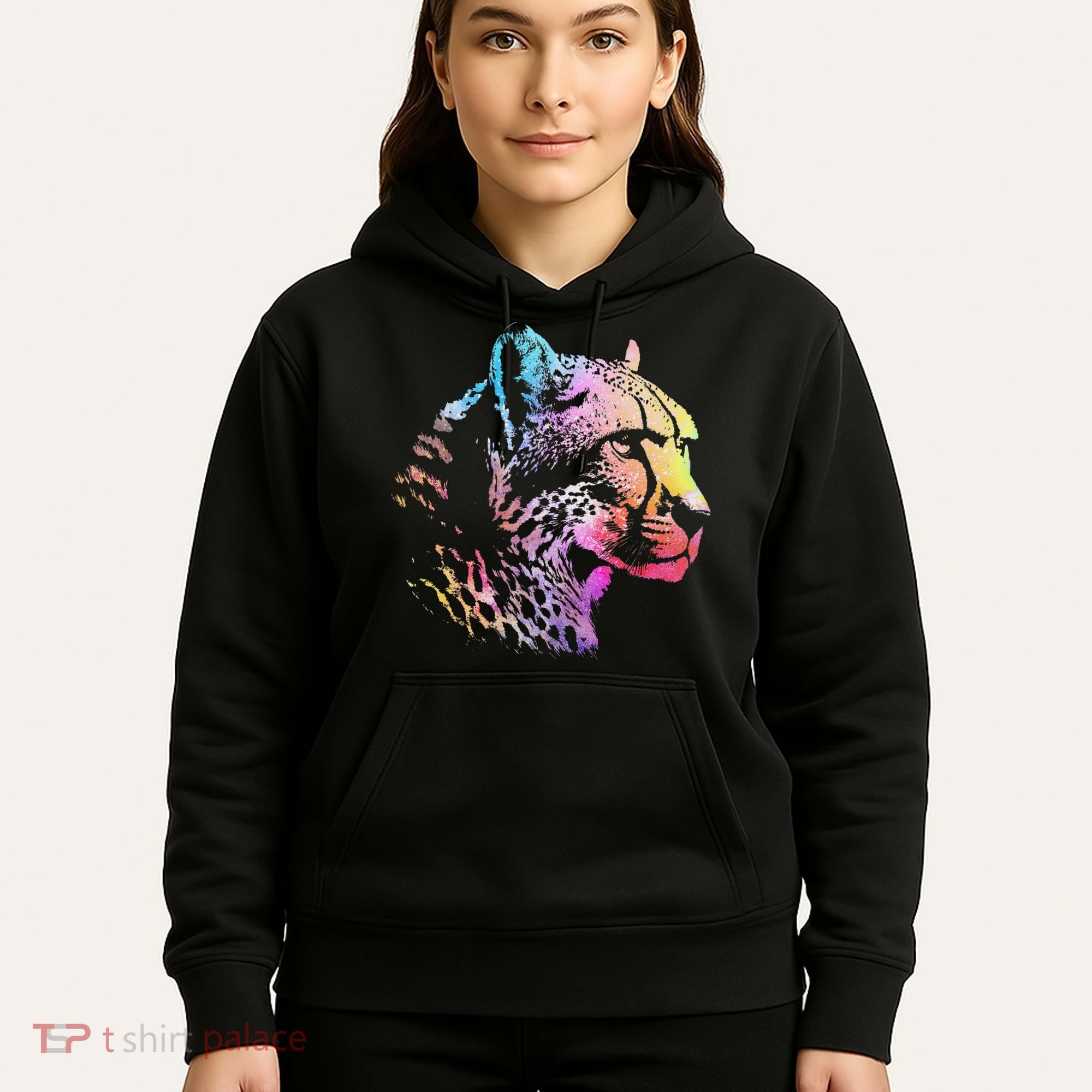 Rainbow Cheetah Face Wildlife Safari Zookeeper Zoologist Hoodie