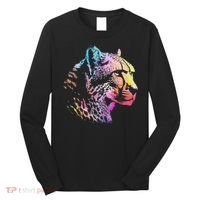 Rainbow Cheetah Face Wildlife Safari Zookeeper Zoologist Long Sleeve Shirt thumb 0