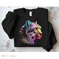 Rainbow Cheetah Face Wildlife Safari Zookeeper Zoologist Sweatshirt thumb 2