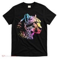 Rainbow Cheetah Face Wildlife Safari Zookeeper Zoologist T-Shirt thumb 0